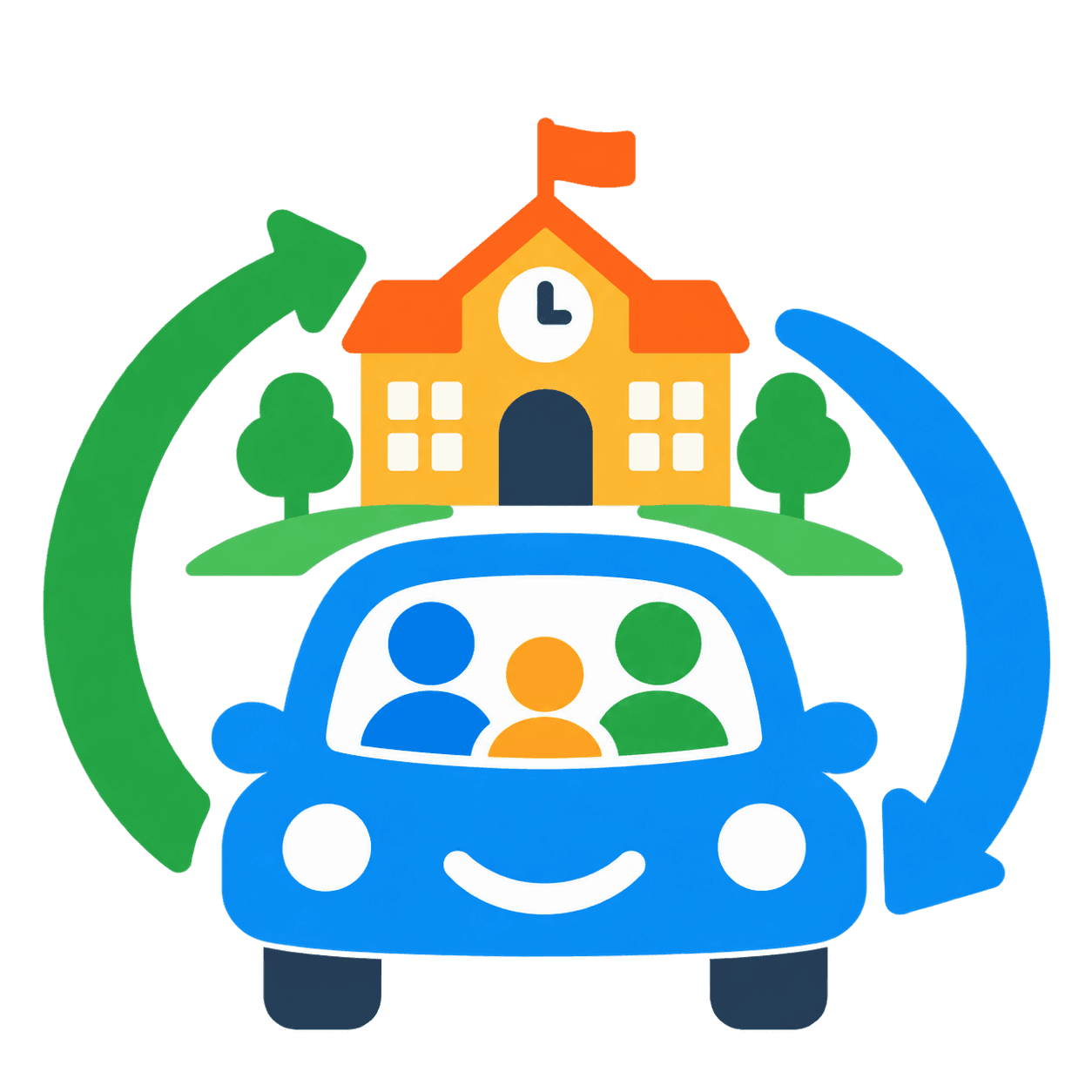 Car with a parent and child